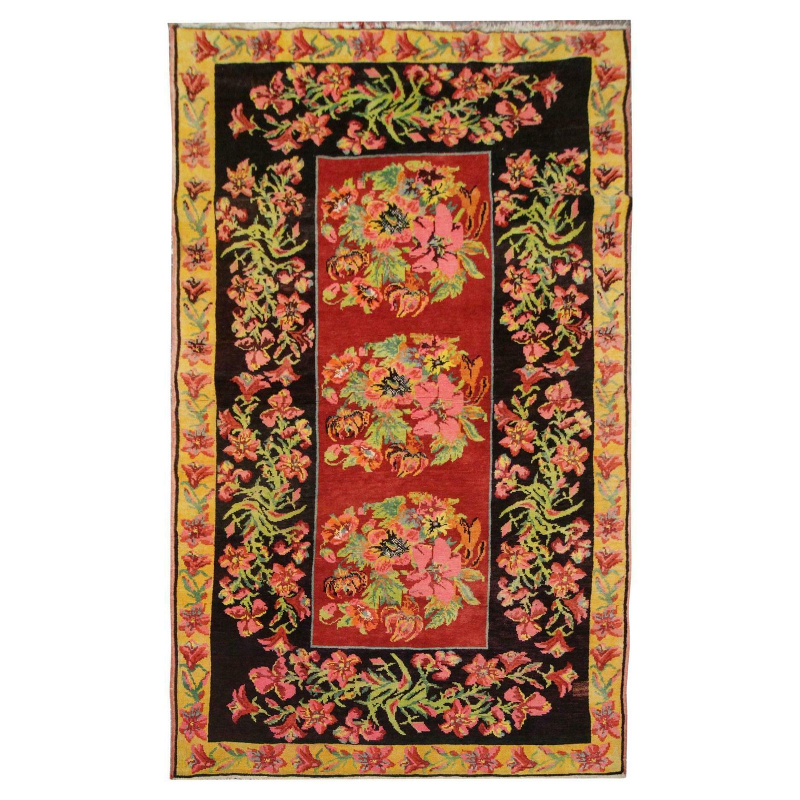Floral Antique Rug, Handmade Carpet Handwoven Rug Oriental Livingroom Rug