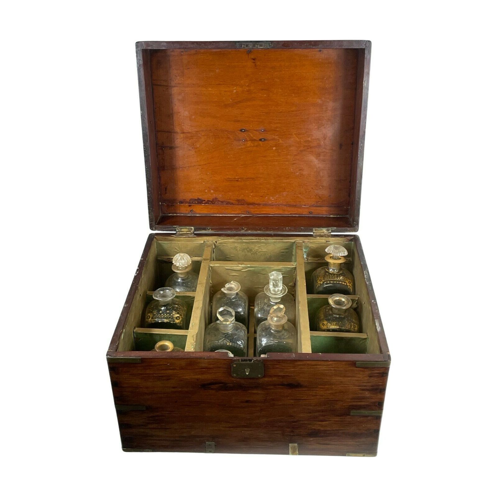 Military Campaign   19th C Fine English Liquor Cabinet   With Original Bottles   Very Rare! photo vintage