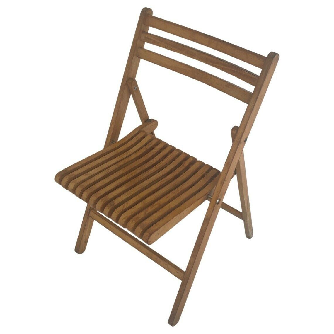 Vintage   Folding Chair With Curved Seat   Light Oak (Wood Grain)   Multiple In Stock! photo vintage