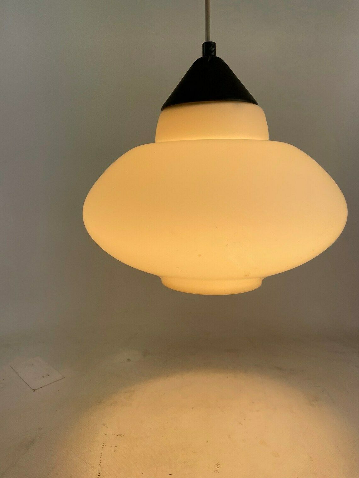 Vintage 50’s Mcm Hanging Pendant   Frosted / Semi Translucent White Glass   Louis Kalff / Phillips photo vintage