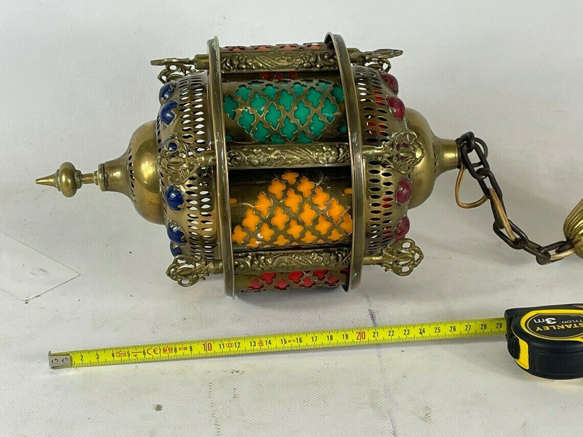 Arabische Hanglamp – Messing Met Veelkleurige Kunststof Elementen photo Verlichting