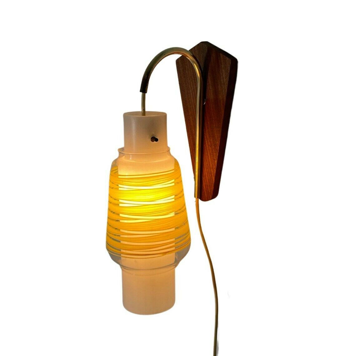 Vintage   Wall Mounted Lamp With Double Glass Shade   Teak Mounting   1960’s photo furniture