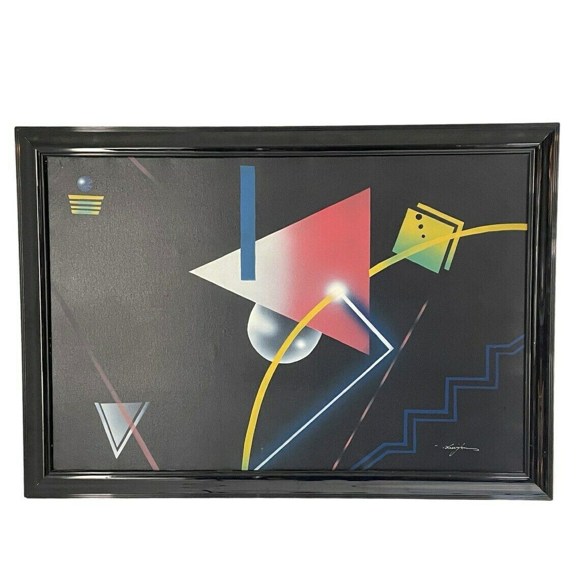 Memphis Stijl / Postmodern   Airbrush Op Doek   Abstract   Gesigneerd Door De Kunstenaar   Jaren 1980/1990