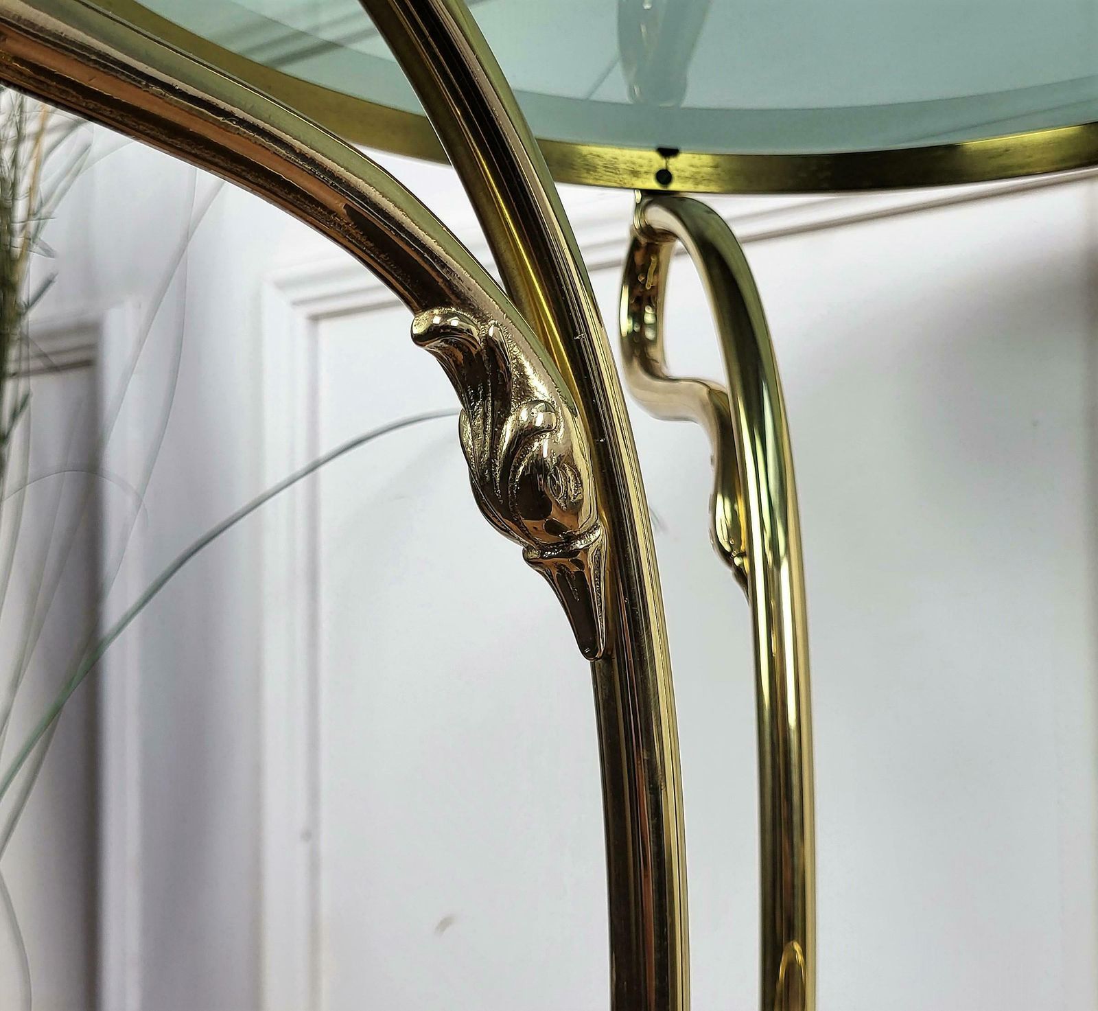 1960s Italian Modern Regency Neoclassical Brass Smoked Glass Gueridon Side Table photo vinterior