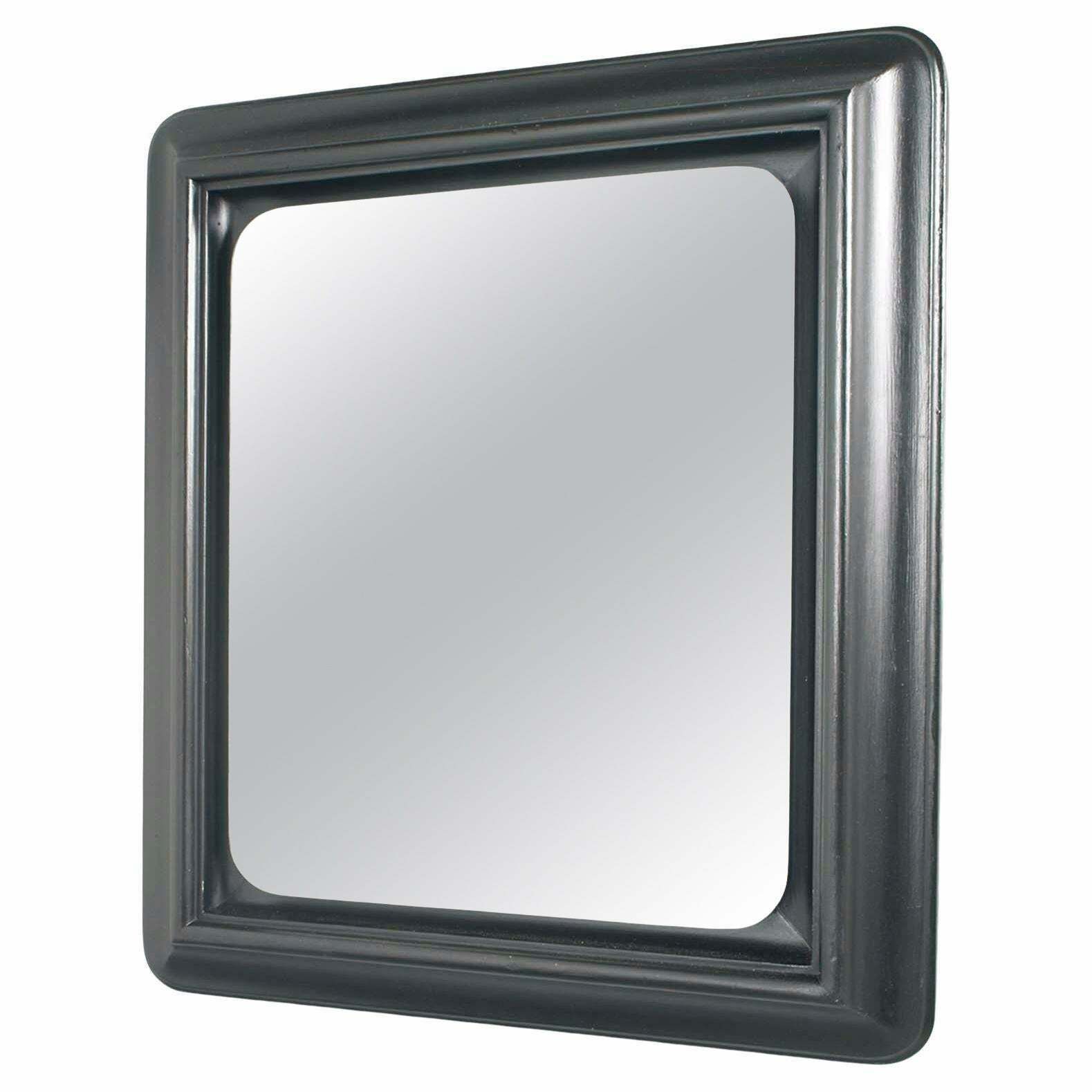 Mid Century Black Wall Mirror, Painted Walnut By Sergio Mazza For Bottega Gadda