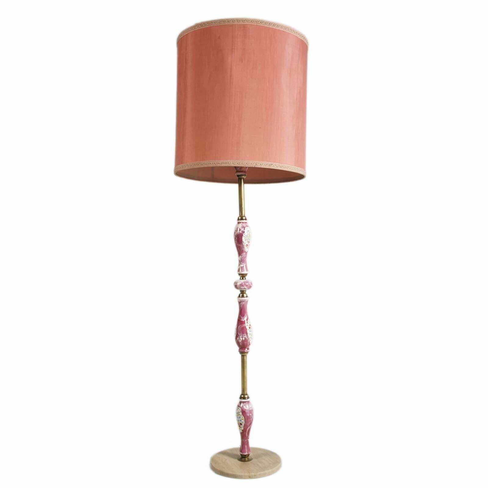 Art Deco Floor Lamp With Gilt Brass Stem With Inserts Richard Ginori Porcelain photo vinterior