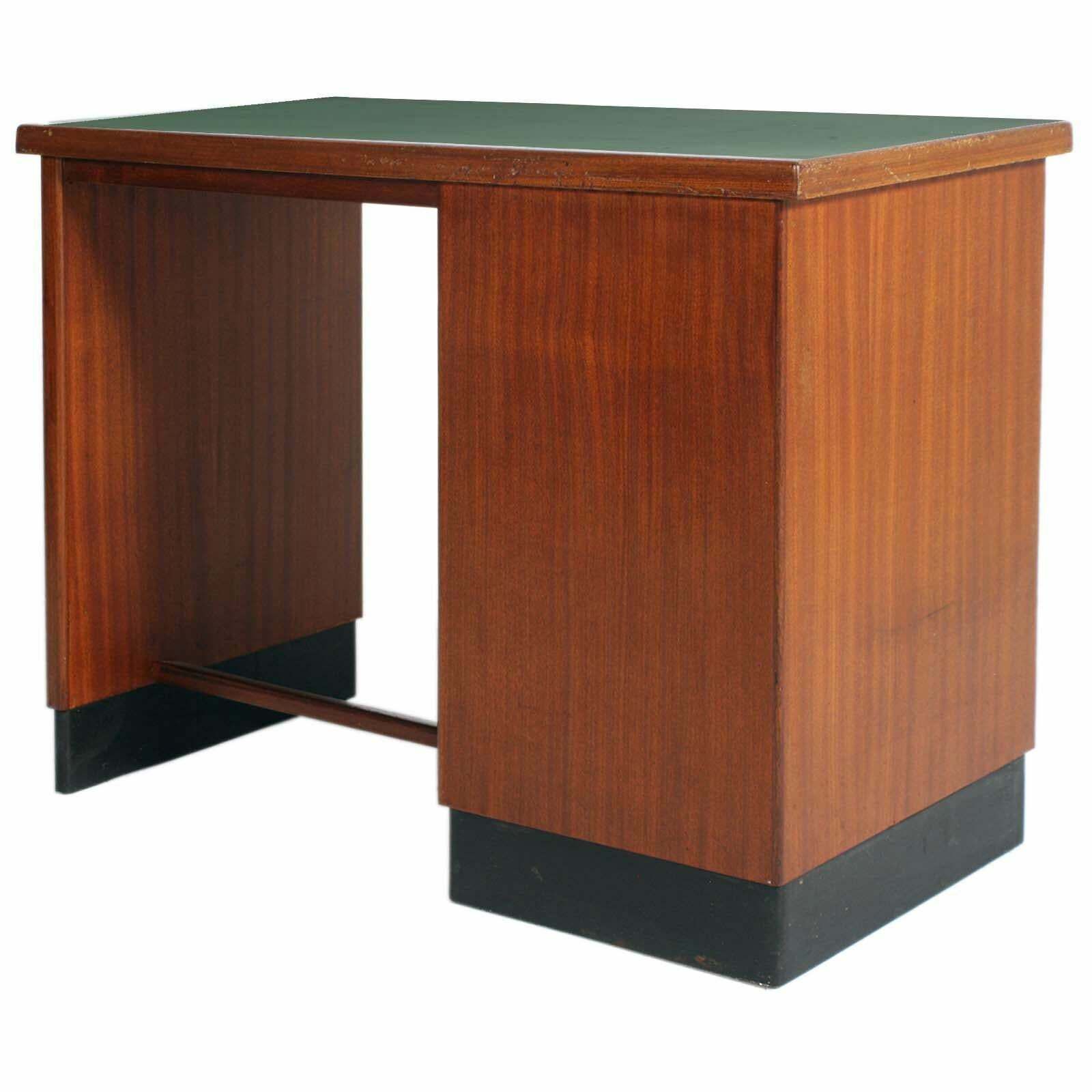 1930s, Italian Art Deco Desk Writing Table Four Drawers In Blond Walnut photo Furniture