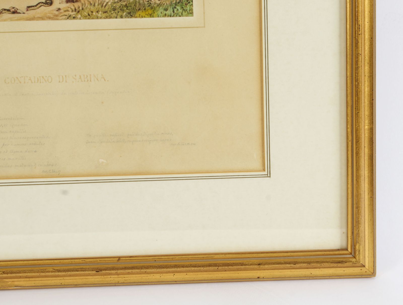 250.0 Antique Italian Water Colour Titled "Contadino Di Sabina" 19th C photo