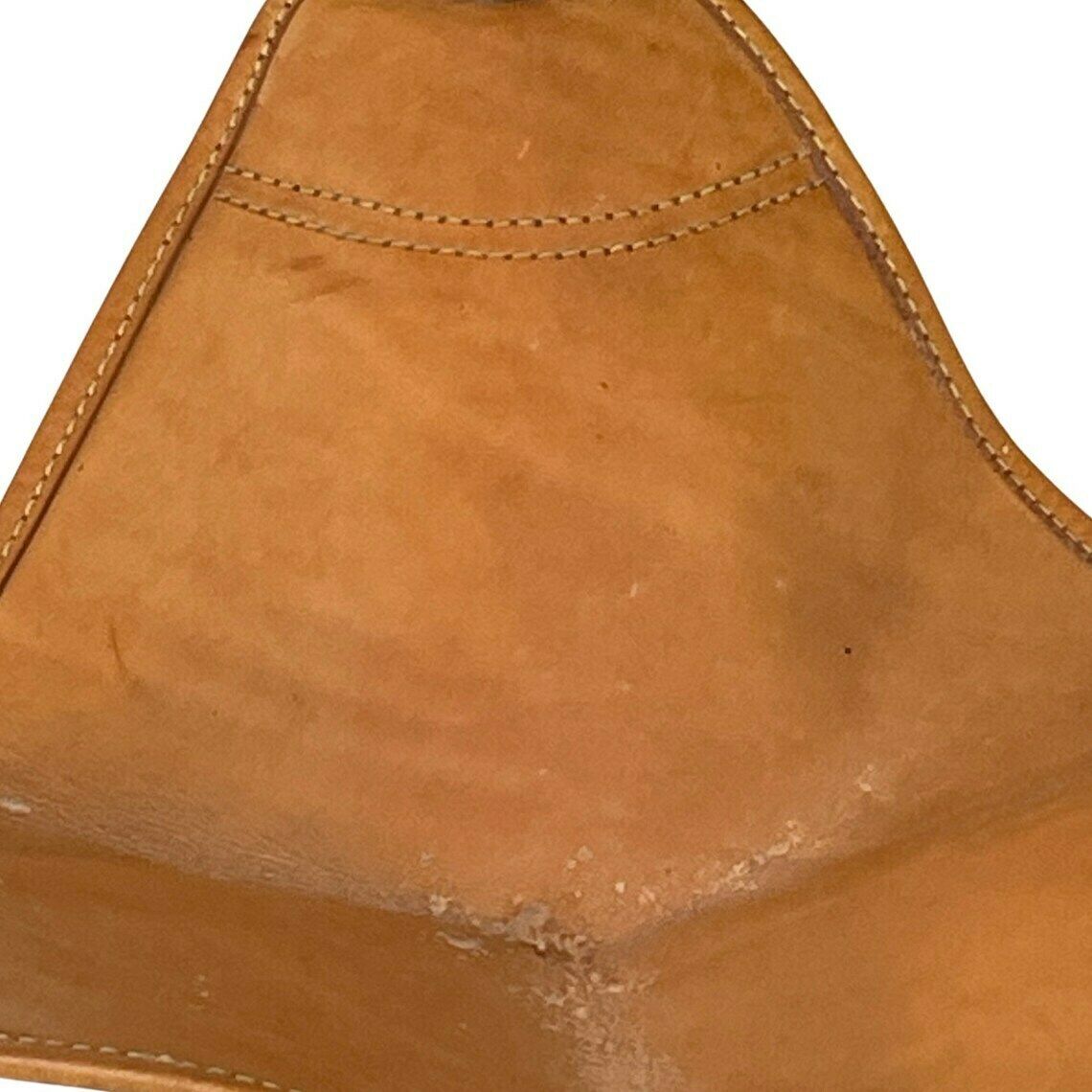 Jachtstoel   Opvouwbaar Driepootskrukje   Hout En Leren Bekleding   Military Campaign Stijl   Lichtbruin photo 245.0