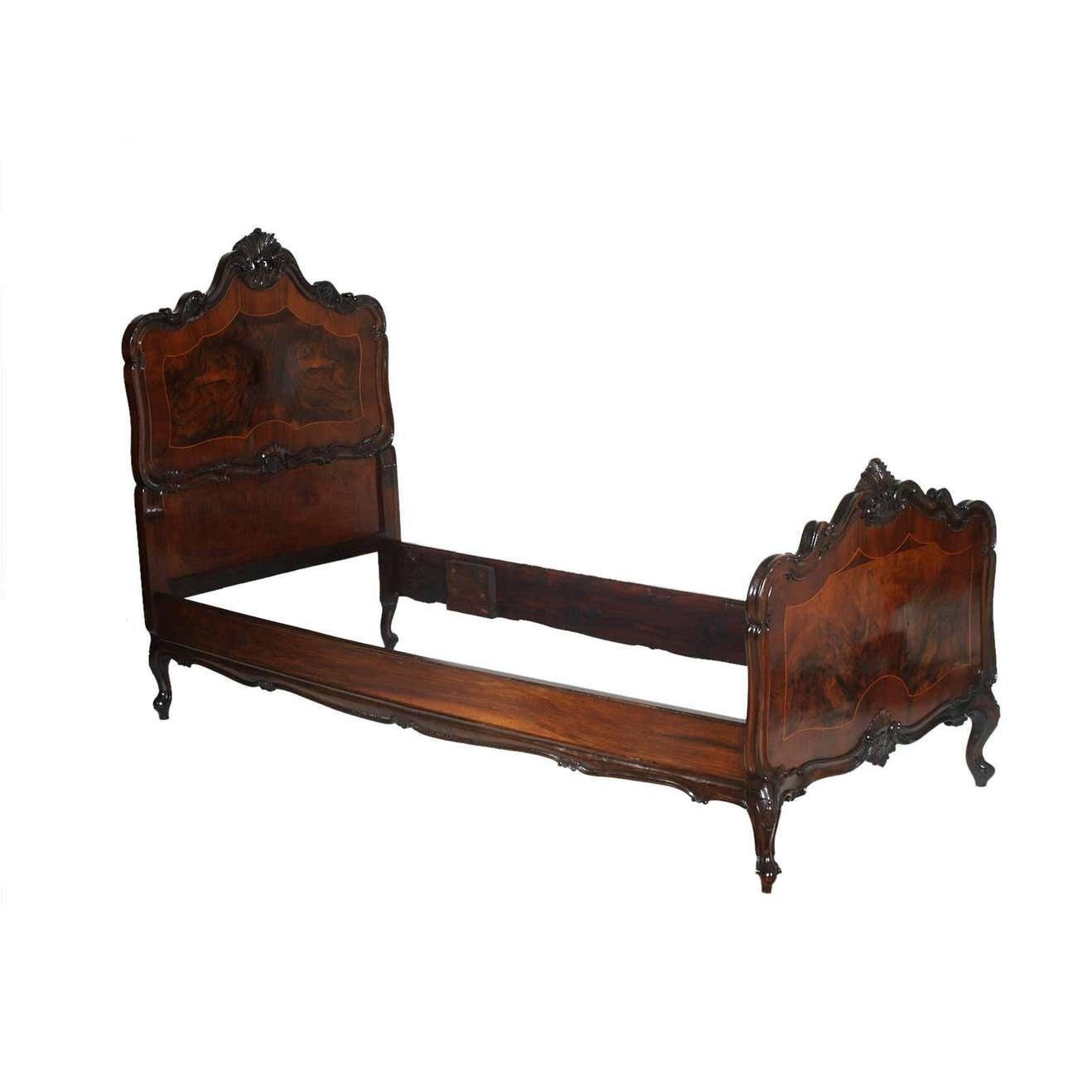 1920s Venetian Baroque Beds Hand Carved Walnut Burl  By Testolini And Salviati photo for sale