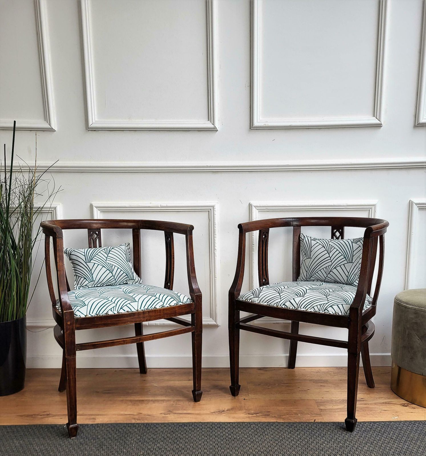 Pair Of 20thcentury Italian Wooden Carved Upholstered Chairs photo furniture