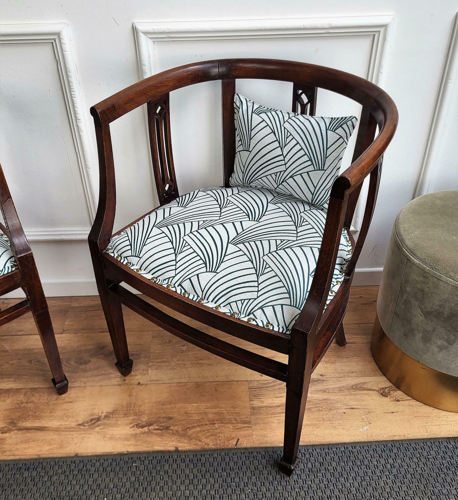 Pair Of 20thcentury Italian Wooden Carved Upholstered Chairs photo Furniture