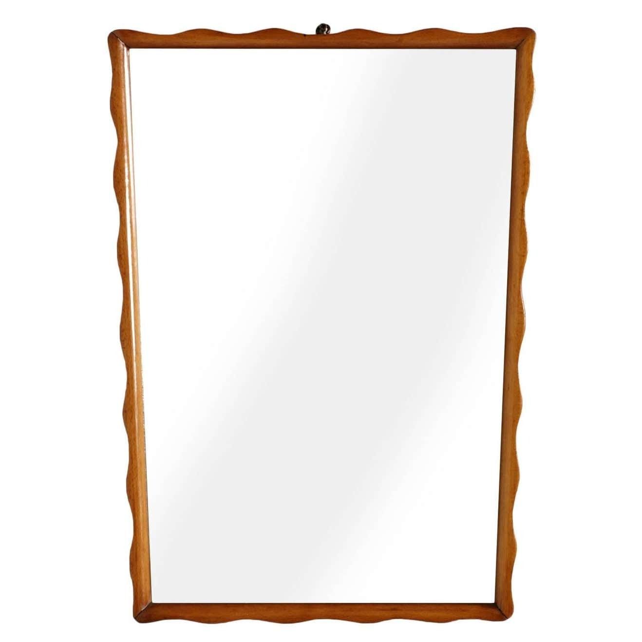 Mid Century Art Deco Console Mirror, Paolo Buffa Style, Wax Polished photo for sale