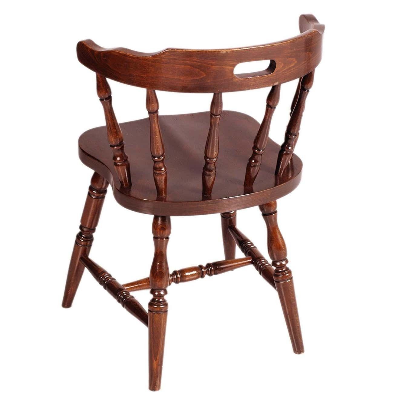 Mid Century Original Tyrolean Robust Armchairs In Chestnut Wood, Wax Polished photo buy