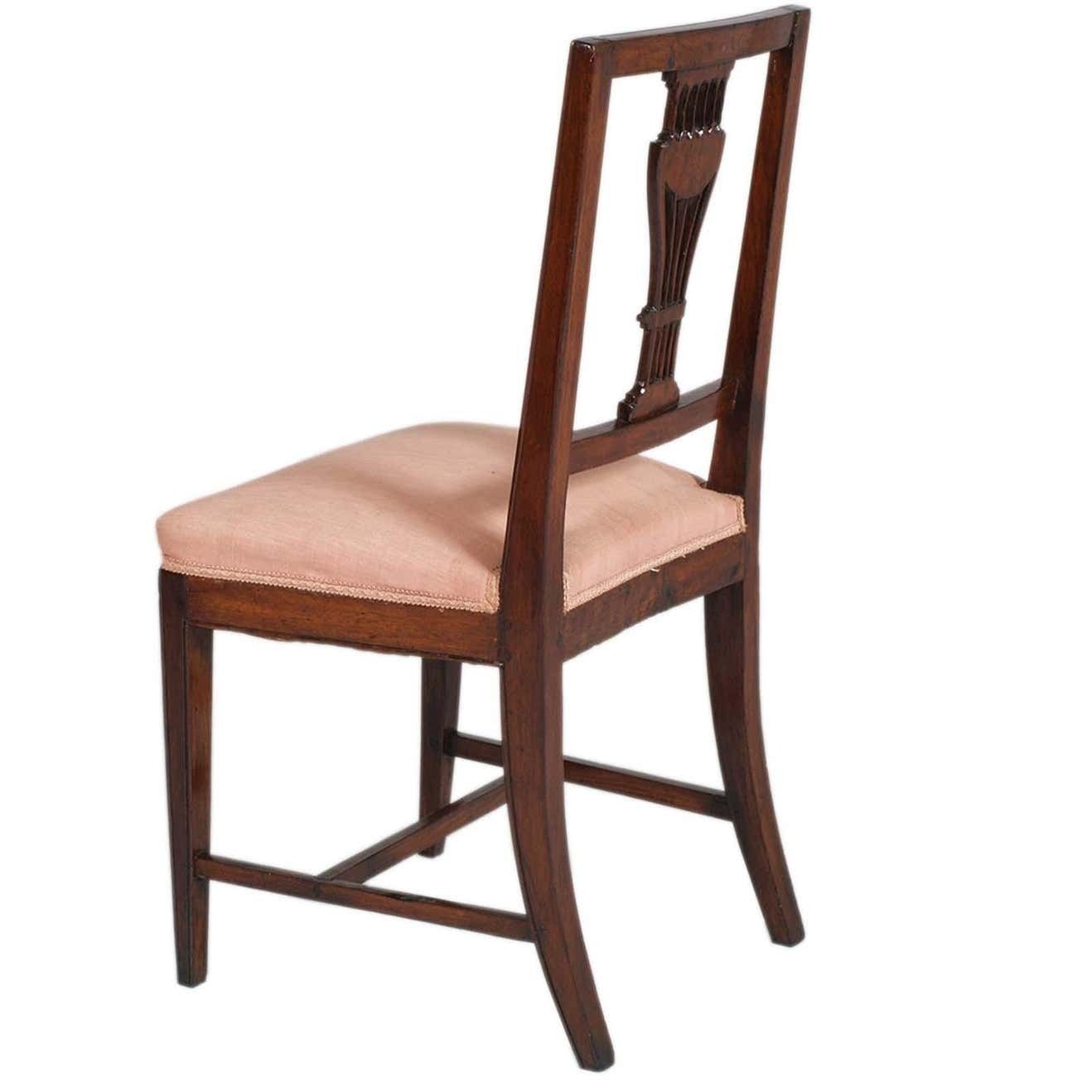 Set Of 6 Asolane Biedermeier Chairs In Walnut, Lyre Shaped Back, Hand Carved photo 7370.5599999999995