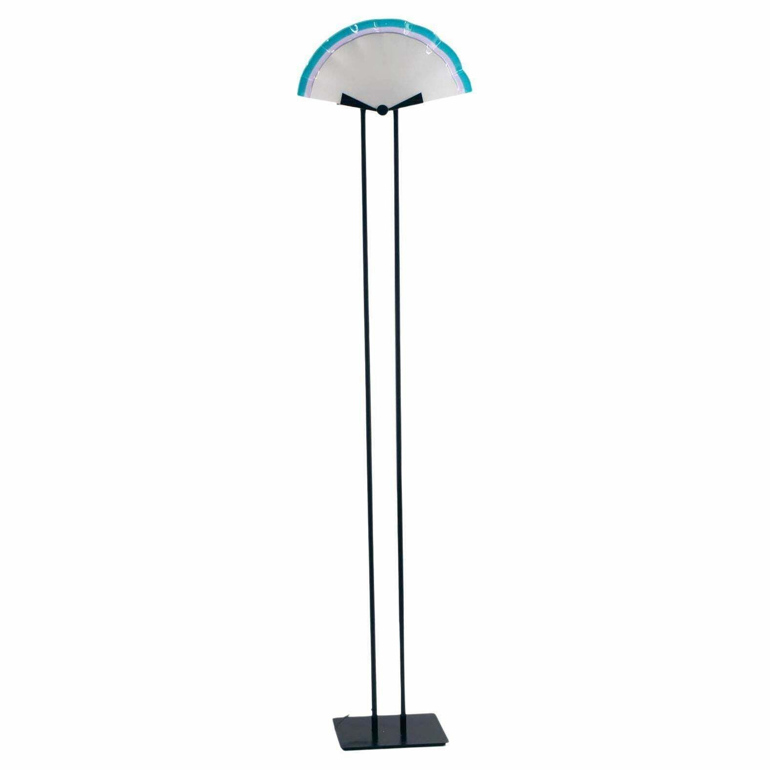 Mid Century Floor Lamp Art Decò Style By Av Mazzega Laquered Steel Murano Glass
