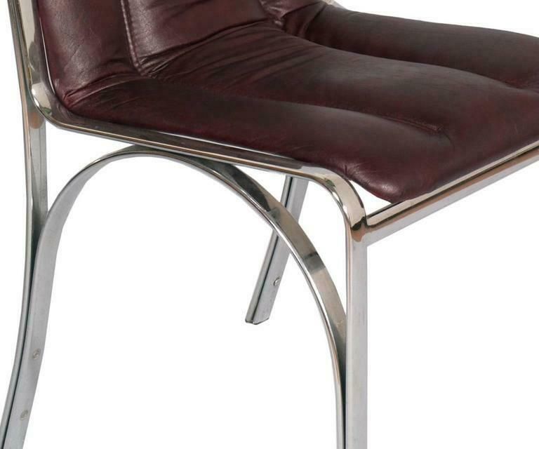 Italian 1970s Chairs Chromed Steel And Soft Leather Gastone Rinaldi Attributed photo Furniture