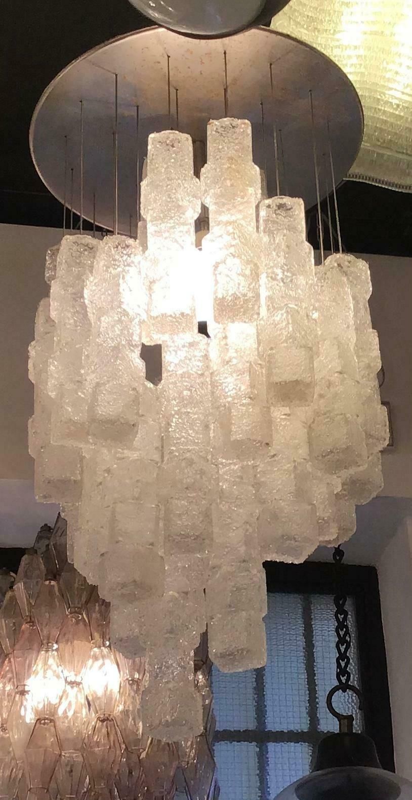 Zero Quattro Chandelier Murano Glass Metal Crome 1955 Italy photo furniture