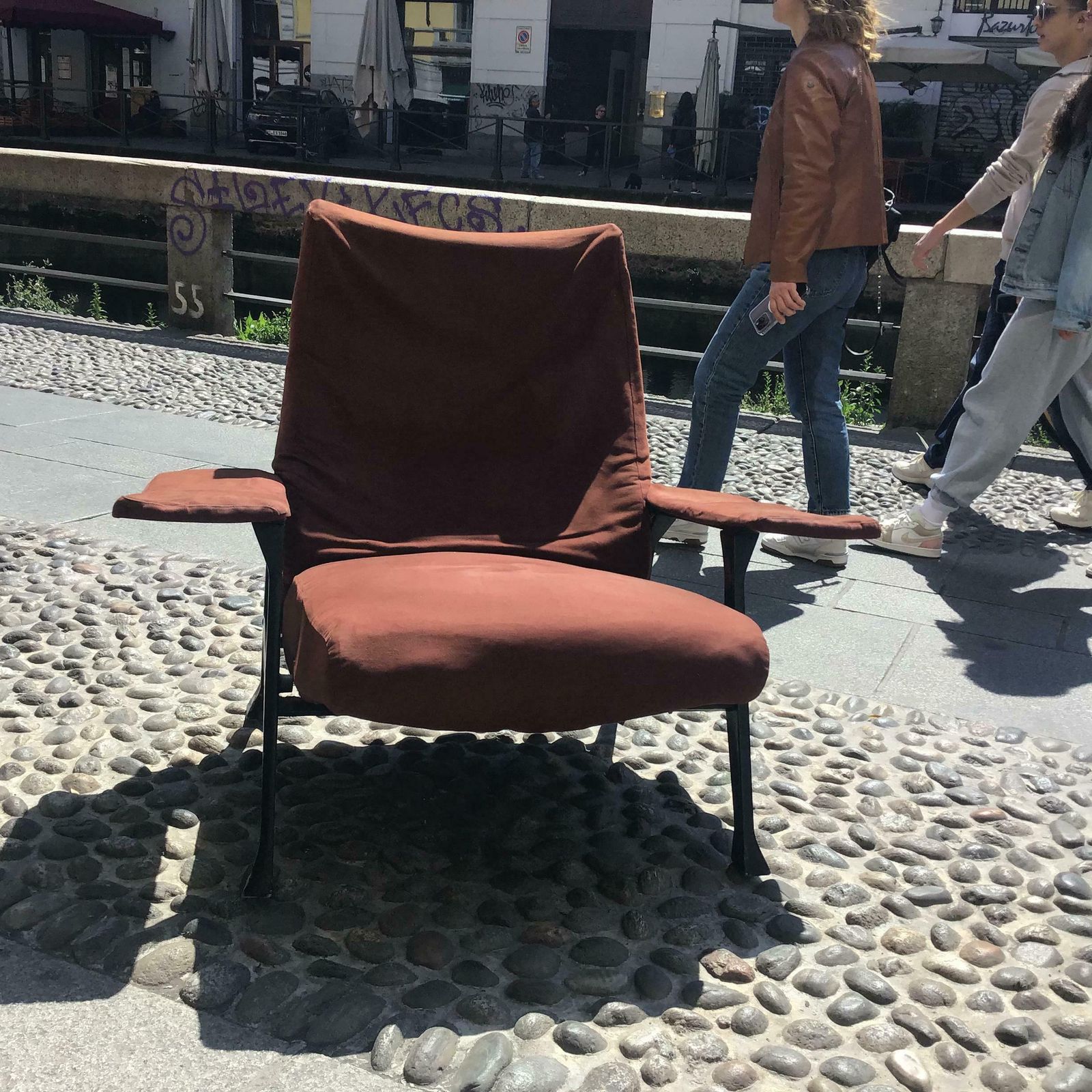 photo vinterior Arflex  Roberto Menghi  Armchair Iron Fabric Padding 1950 Italy