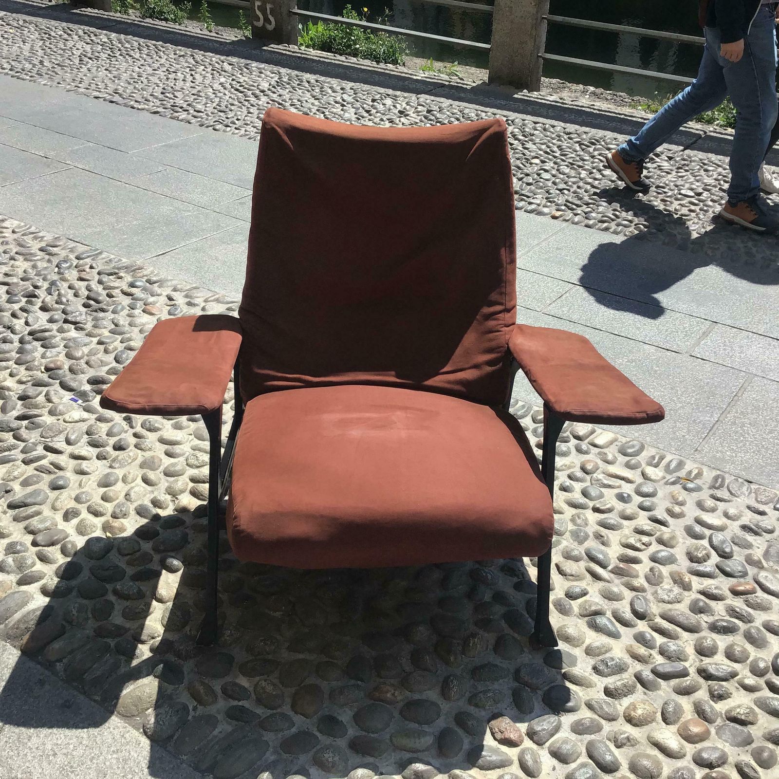 photo vintage Arflex  Roberto Menghi  Armchair Iron Fabric Padding 1950 Italy
