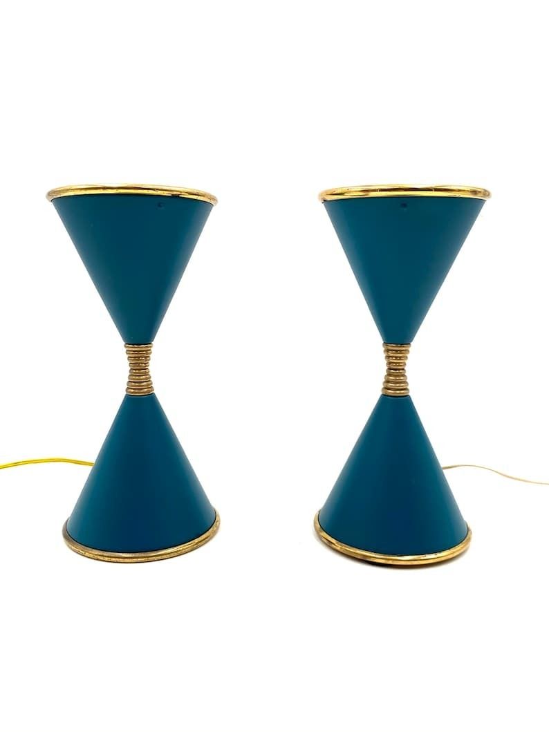 Angelo Lelii, Two 'Clessidra' Table Lamps, Arredoluce, Milan Italy, 1960 photo buy