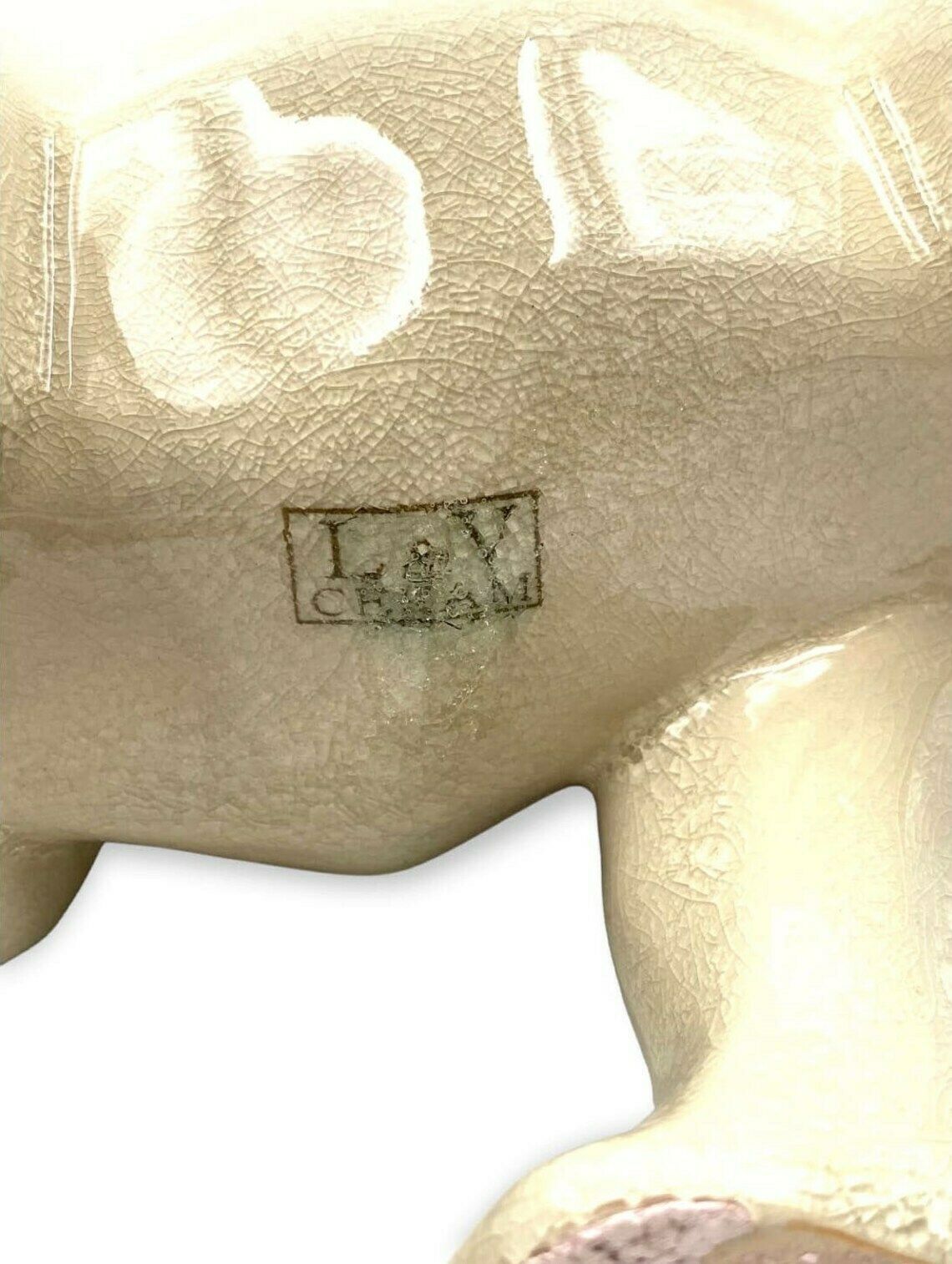 photo furniture Art Déco Style Cubist Craquelé Polar Bear , L&V Ceram, France Ca. 1970