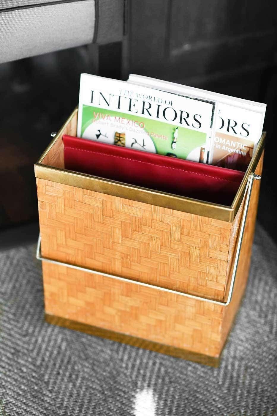 Bamboo Magazine Rack With Brass Details, Italian Production, 1980 photo furniture