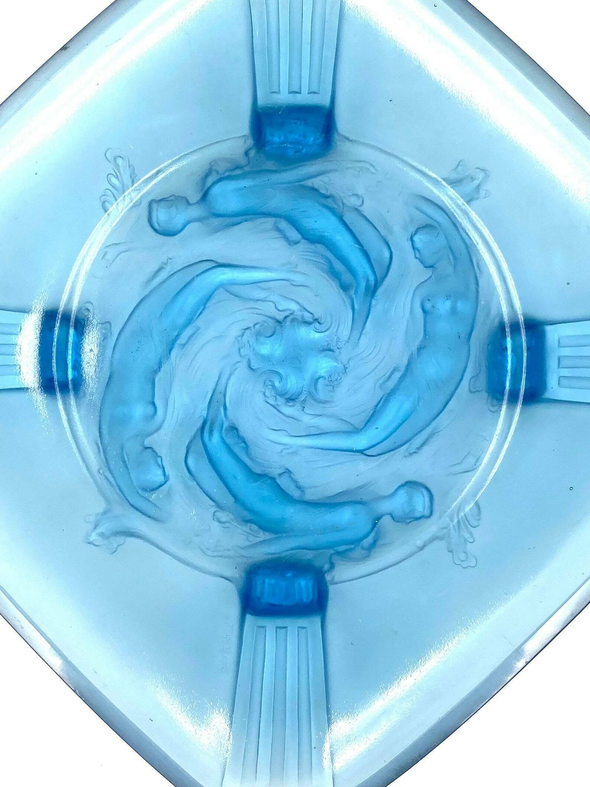 Verreries Des Hanots, Important 'Naiads' Molded Glass Tray, France 1930s photo furniture