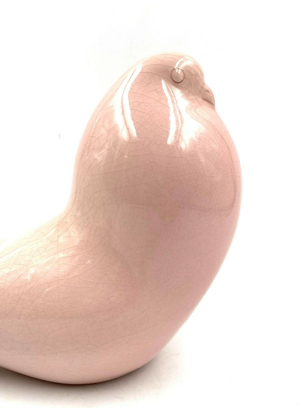 Zaccagnini, "Pink Dove" Crackled Earthenware Sculpture, Italy 1940 photo 540.0