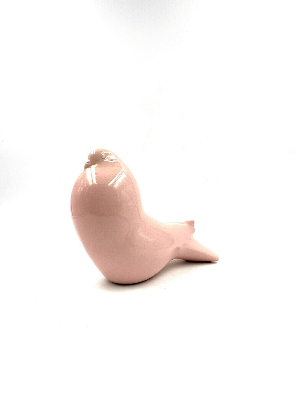 540.0 Zaccagnini, "Pink Dove" Crackled Earthenware Sculpture, Italy 1940 photo
