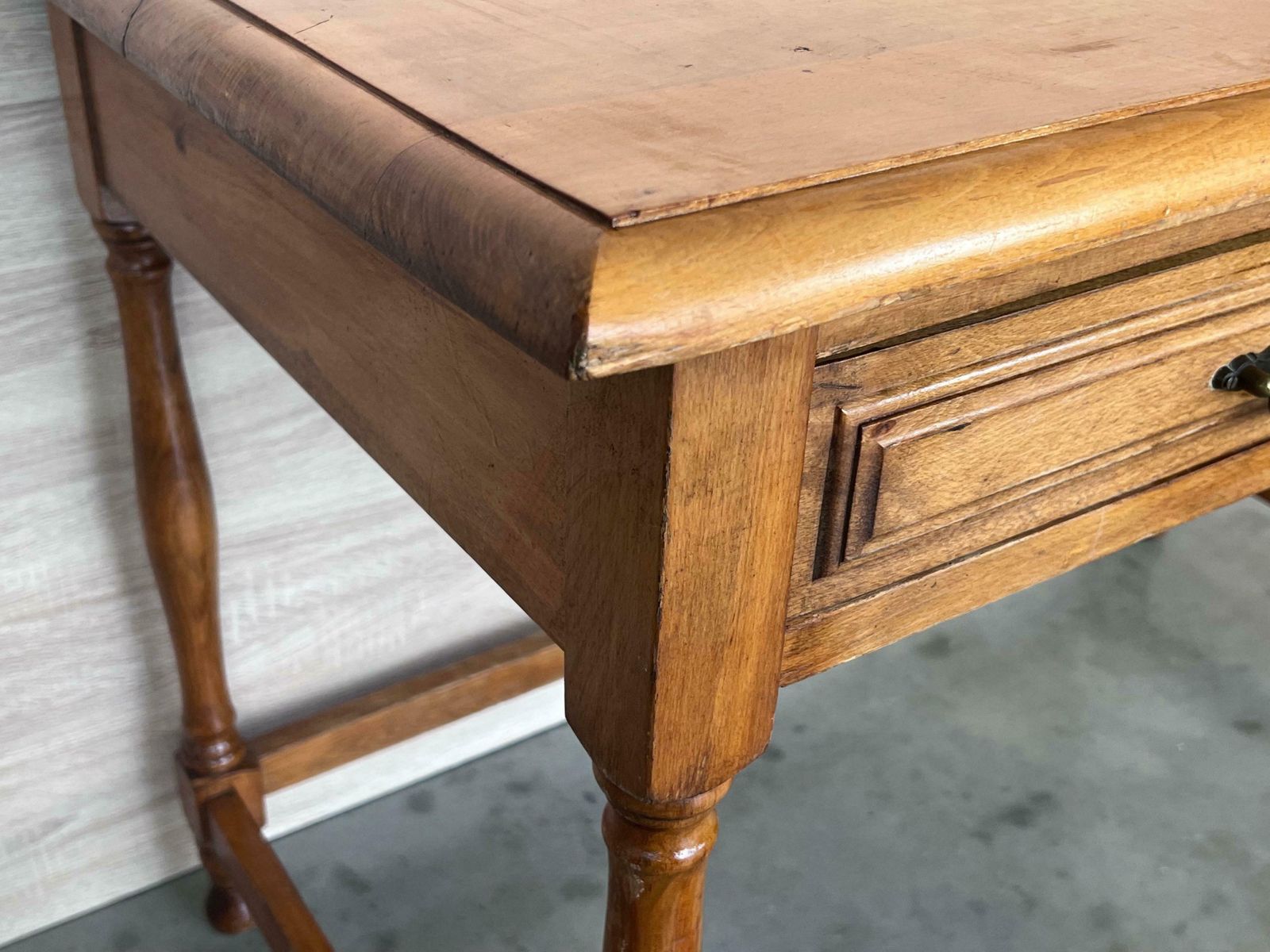 Pair Of Early 20th Spanish Mobila Country Farm Desk With Two Drawers photo vintage