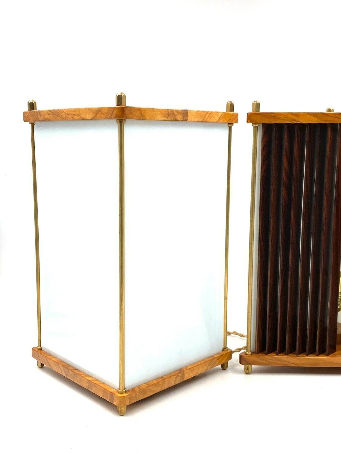 Leonardo Mosso, 2 Palisander And Brass Table Lamps, Italy 1970s photo buy