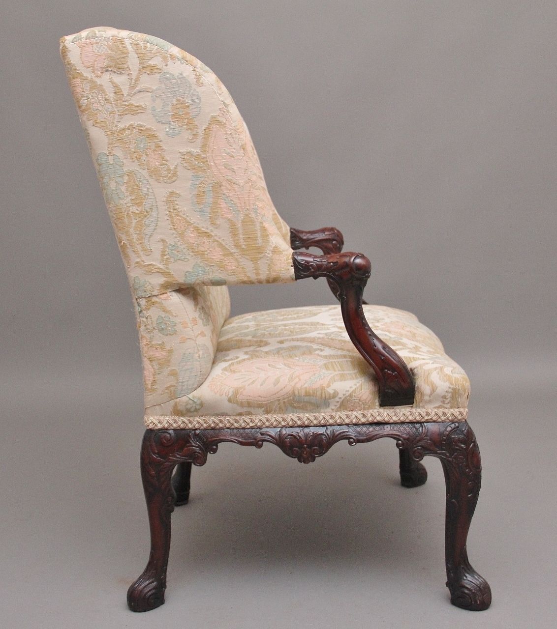 19th Century Carved Mahogany Library Armchair In The Chippendale Style photo 2550.0