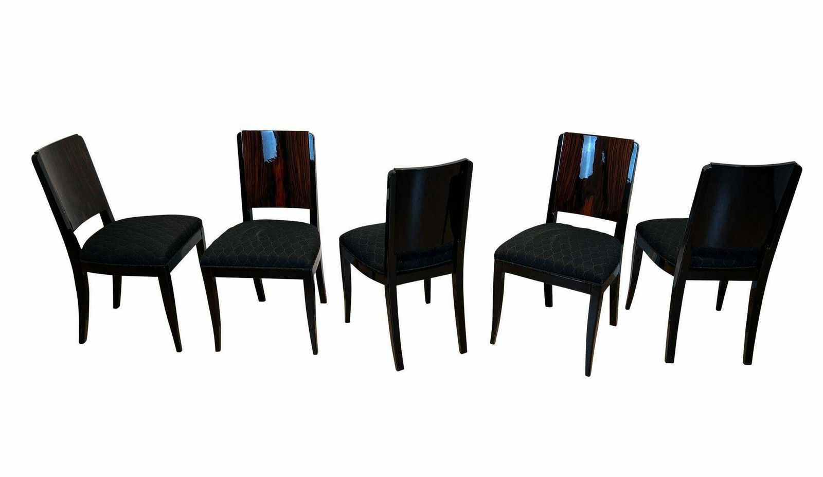 Art Deco Expandable Dining Room Set With 8 Chairs, Makassar, France Circa 1930 photo vintage