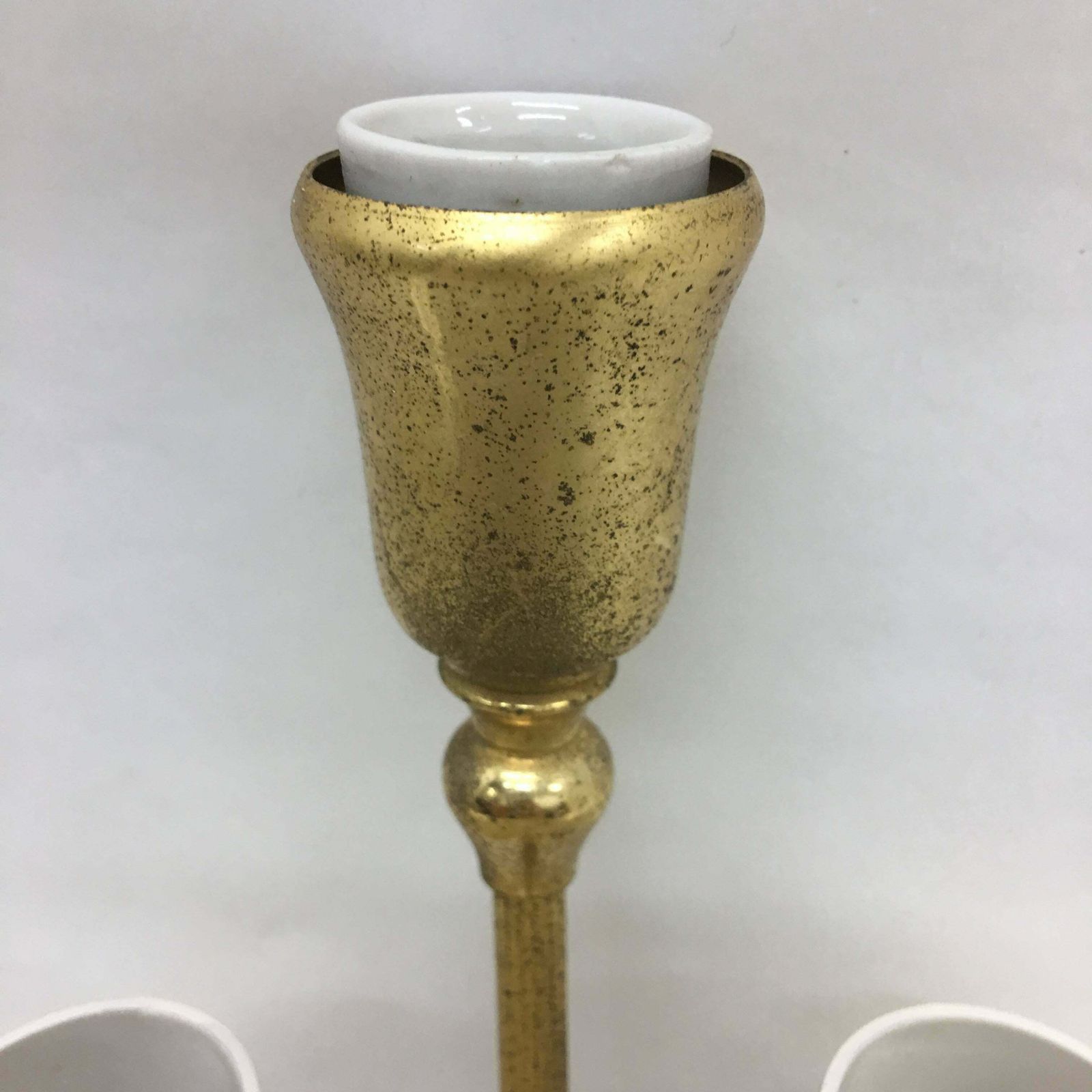 1950s Two Mid Century Modern Italian Brass And White Painted Metal Wall Sconces photo for sale