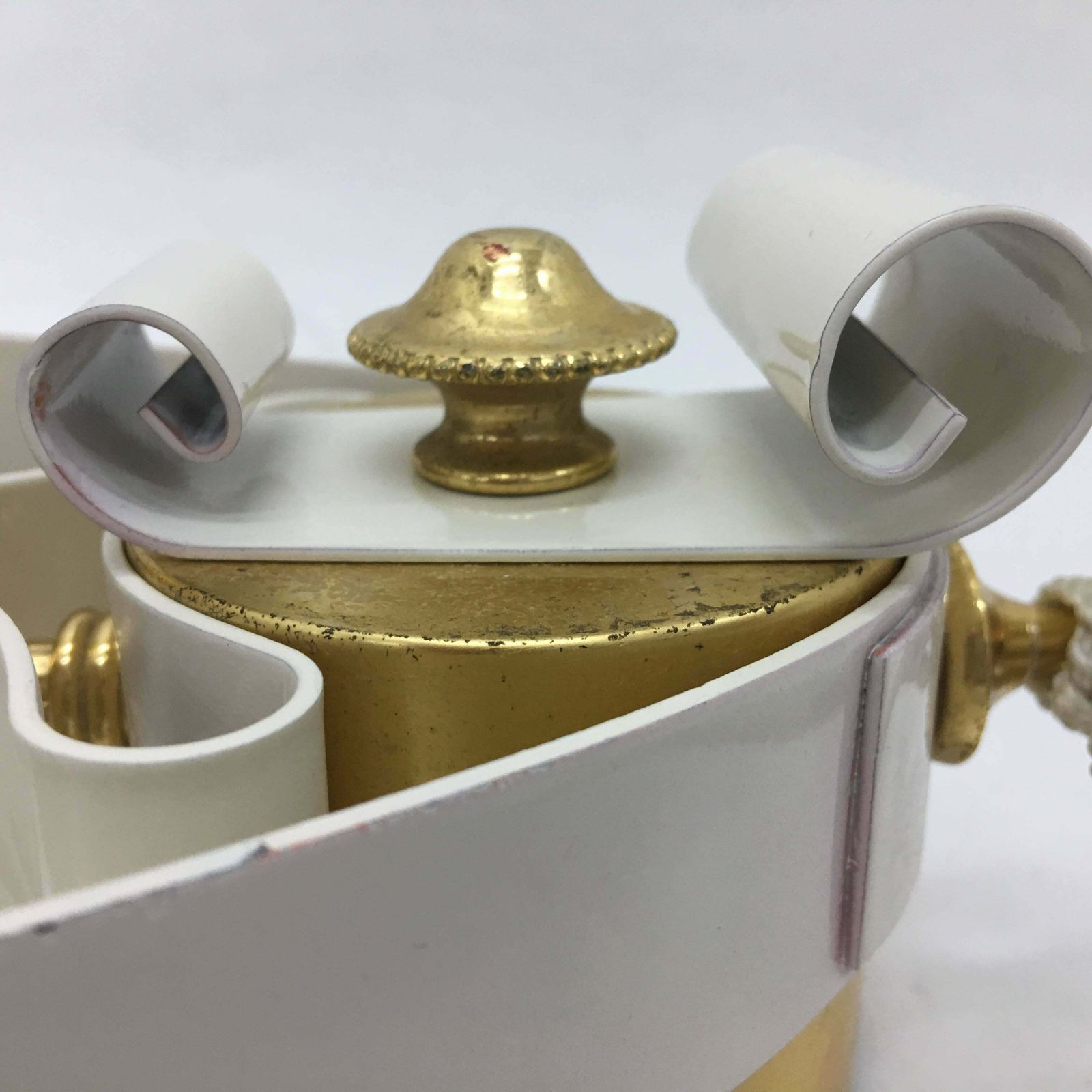 photo buy 1950s Two Mid Century Modern Italian Brass And White Painted Metal Wall Sconces