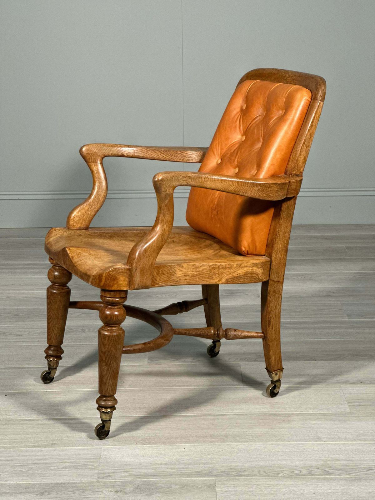 photo for sale Antique Oak And Leather Desk Chair