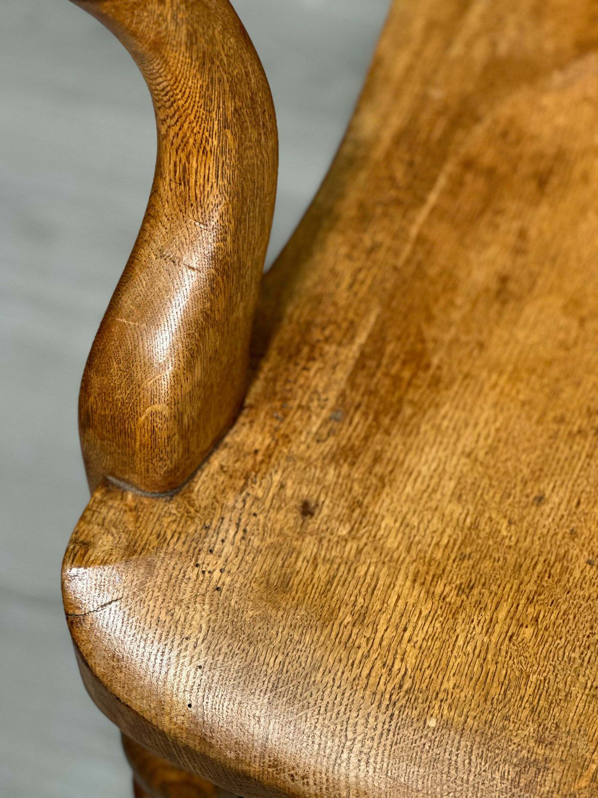 795.0 Antique Oak And Leather Desk Chair photo