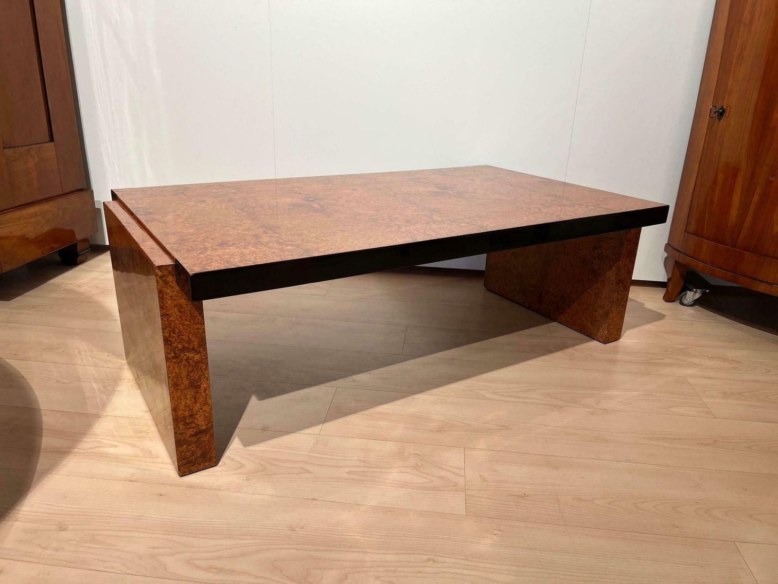 Art Deco Sofa Table, Amboyna Roots Veneer, France Circa 1930 photo vinterior