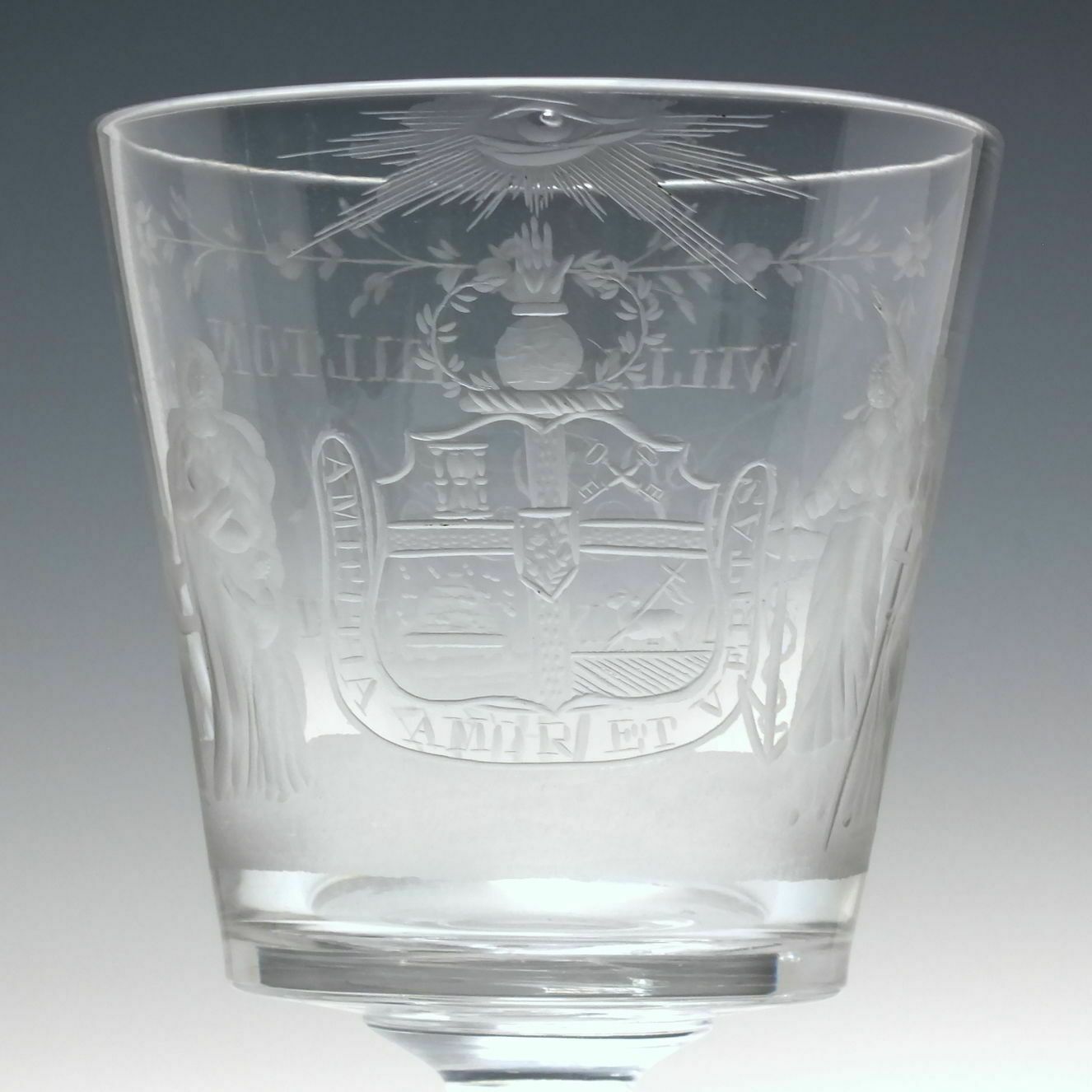 Provincial Grand Master Company Of Odd Fellows Engraved Glass Rummer C1837 photo Home Decor