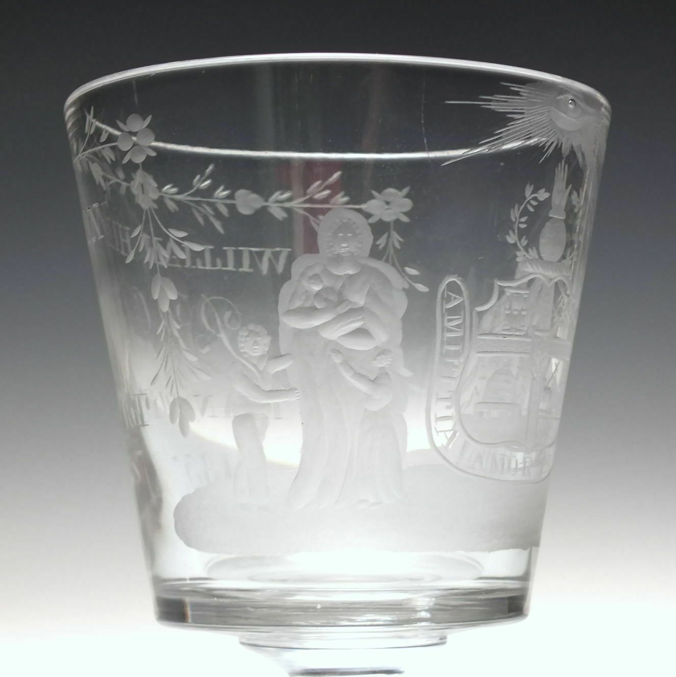 photo for sale Provincial Grand Master Company Of Odd Fellows Engraved Glass Rummer C1837
