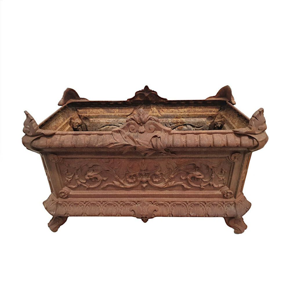 A Rare Pair Of 19th Century Cast Iron Garden Planters photo furniture