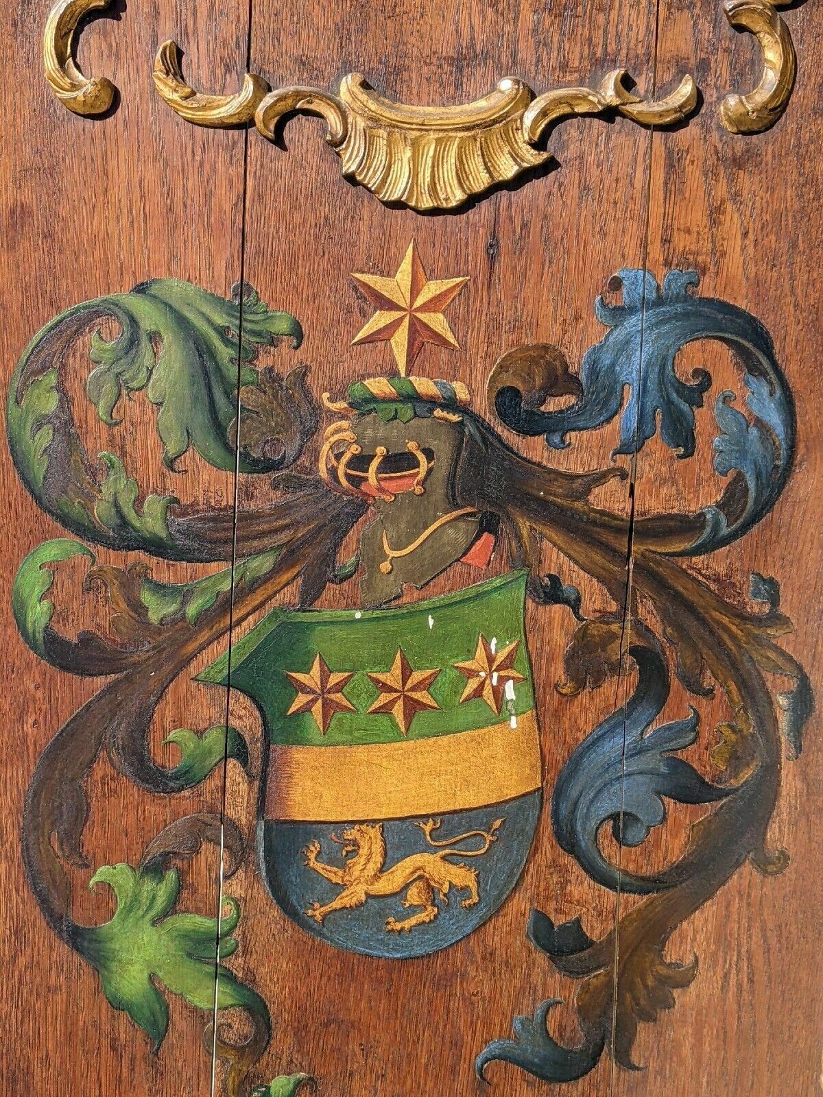 Fine Antique Oak Hand Painted Coat Of Arms Clan Matheson photo 595.0
