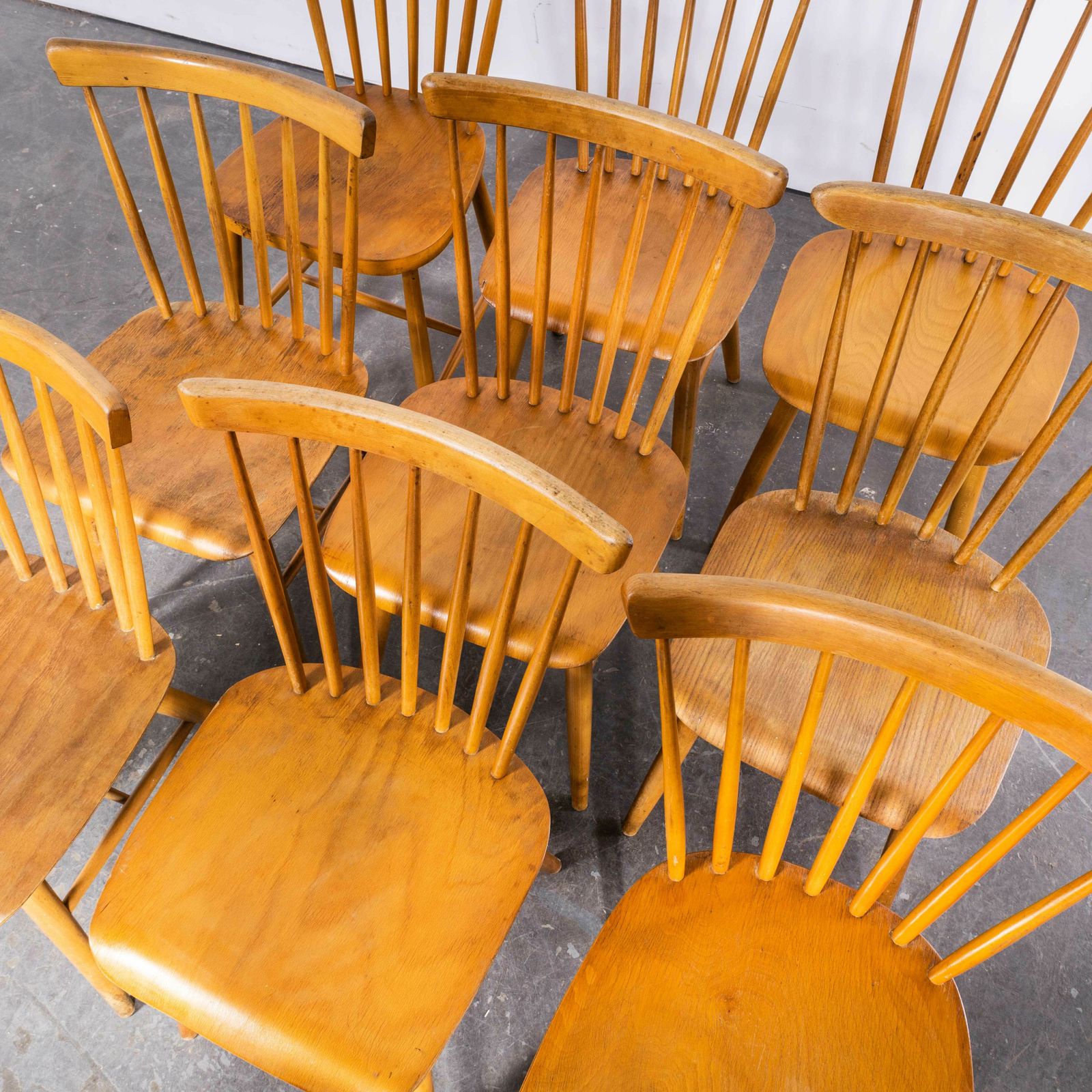1950’s Harlequin Stickback Dining Chairs By Ton – Set Of Nine photo Furniture