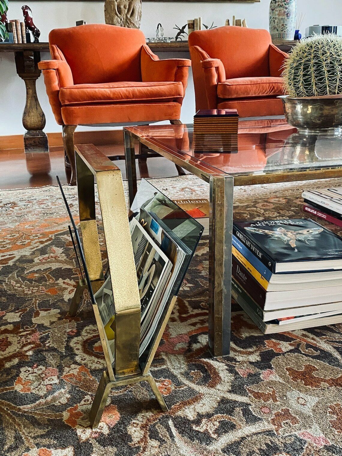 Modern Brass Magazine Rack, Italy 1970 photo for sale