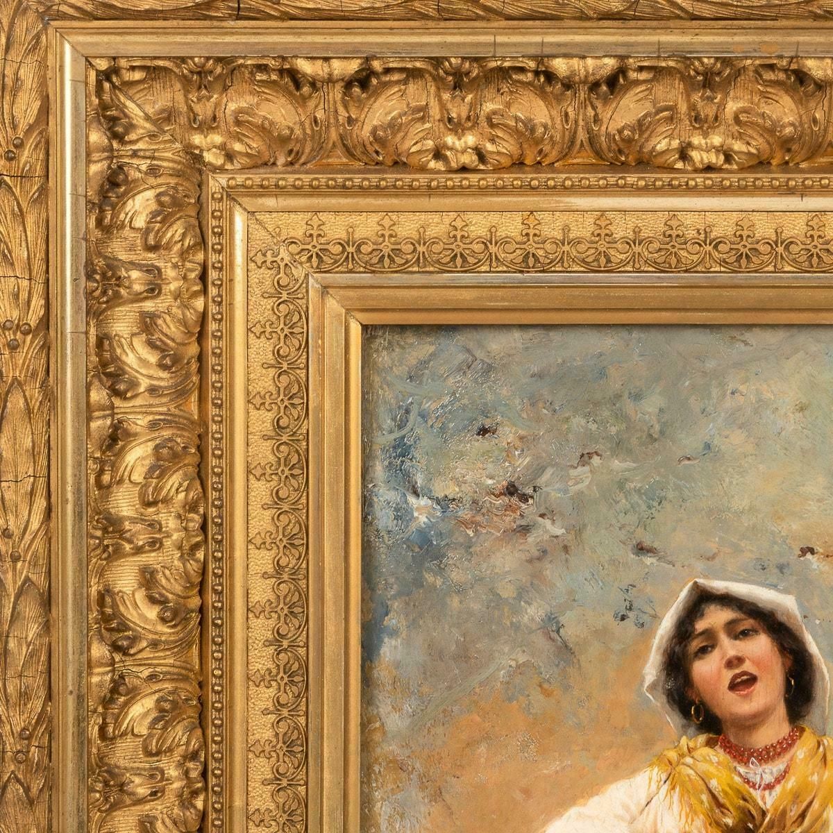 Oil On Board Of A Woman Playing Guitar, Signed By José Echena (Spain 1845 1909) photo furniture
