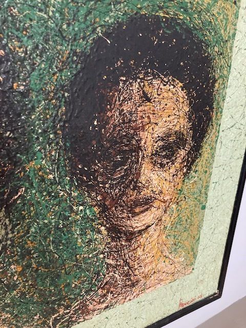 Contemporary Art Painting  Mancini 68  Action Painting Acrylic On Canvas Four Faces photo 884.0