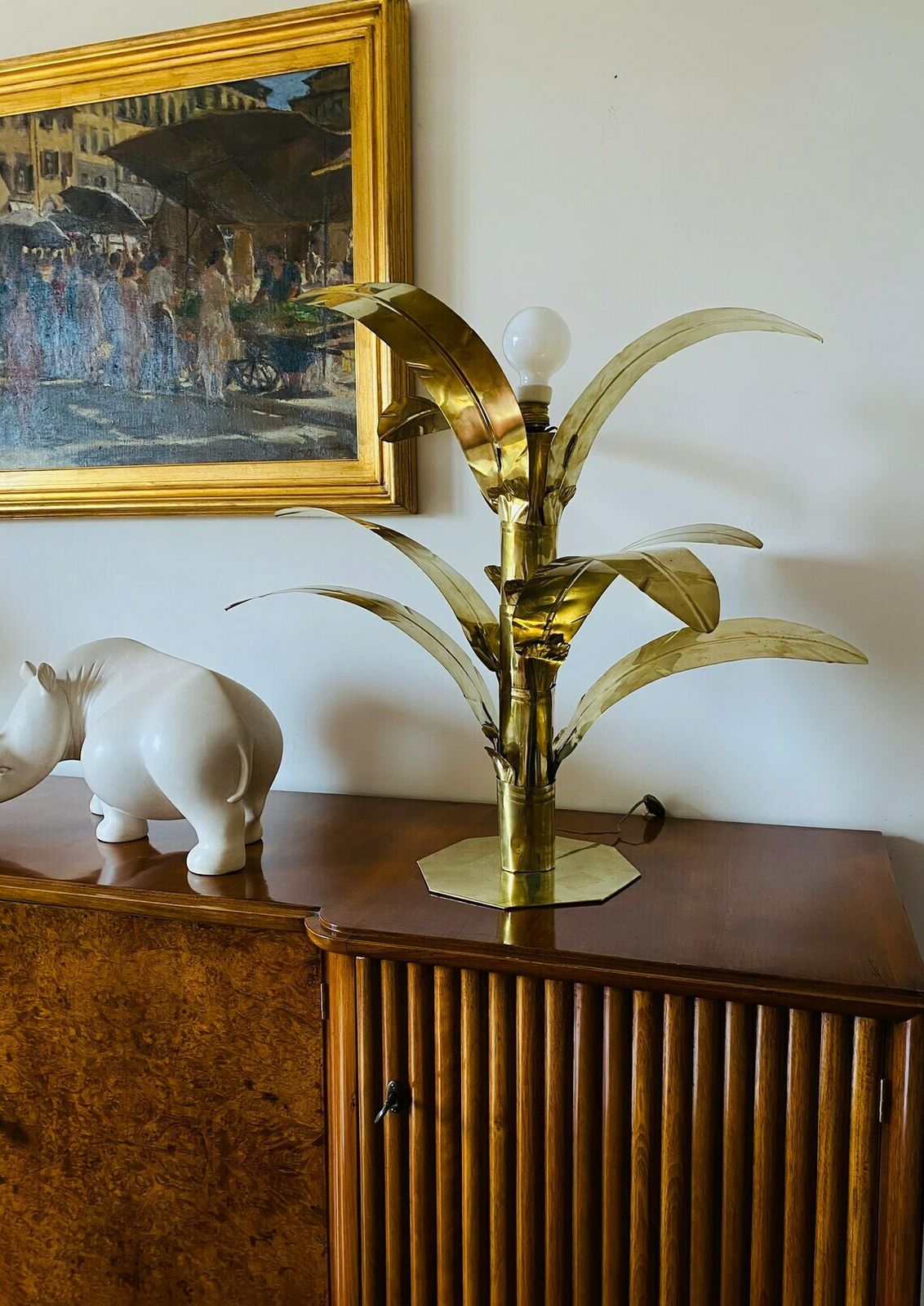 Palm Tree Brass Floor/Table Lamp, Bottega Gadda Italy, 1960 photo 2002.0