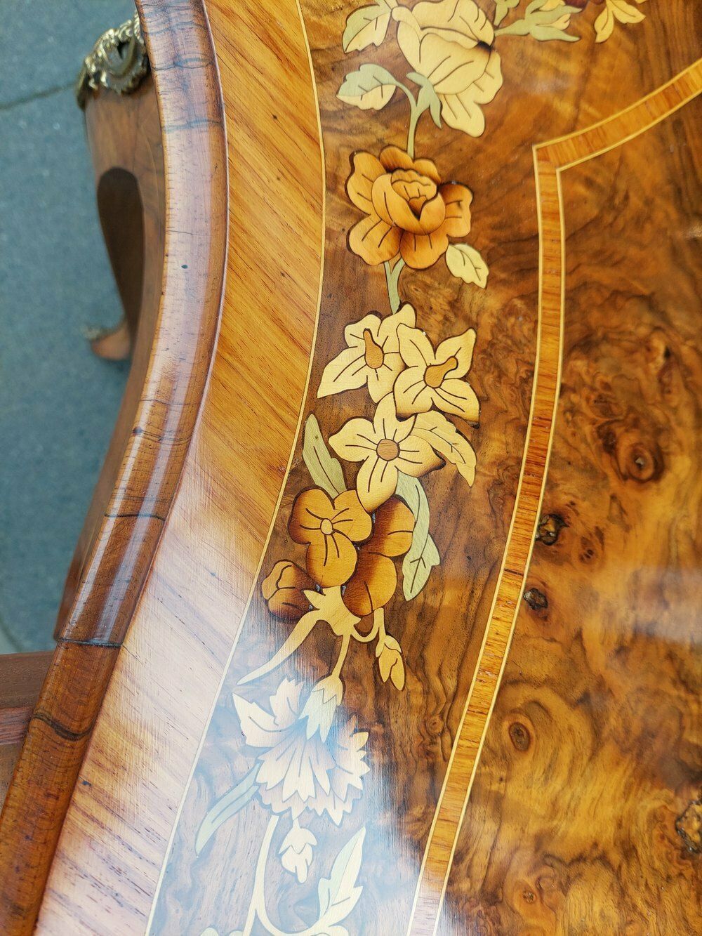19thc Burr Walnut Marquetry Bureau Plat photo 3450.0