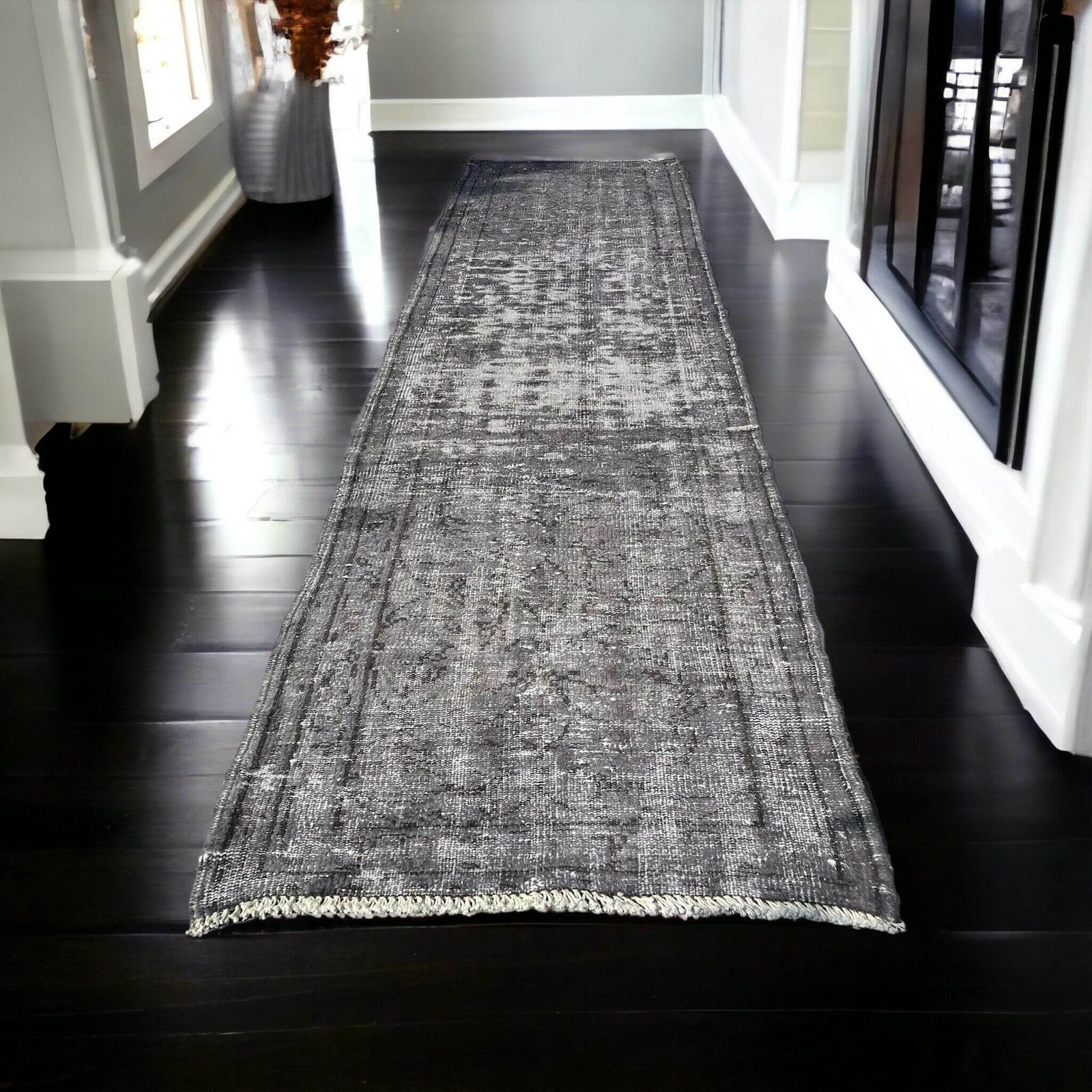Vintage Distressed Turkish Rug , 325 X 83 Cm Wool Vintage Rug photo for sale